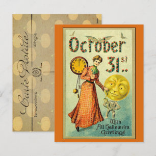 Vintage Halloween Creepy Helg Vykort