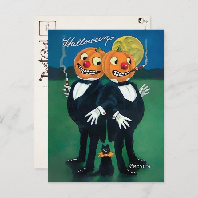 Vintage Halloween Cronies vykort (Fram/baksida)