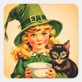 vintage Halloween cutie no7 Fyrkantigt Klistermärke