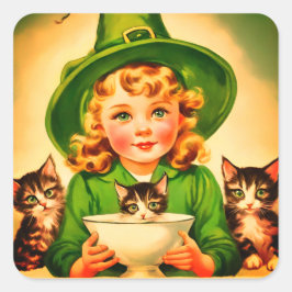 vintage Halloween cutie no9 Fyrkantigt Klistermärke