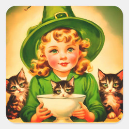 vintage Halloween cutie no9 Fyrkantigt Klistermärke