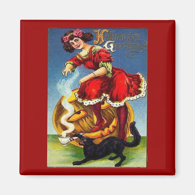 Vintage Halloween Dam i Red Magnet (Framsidan)