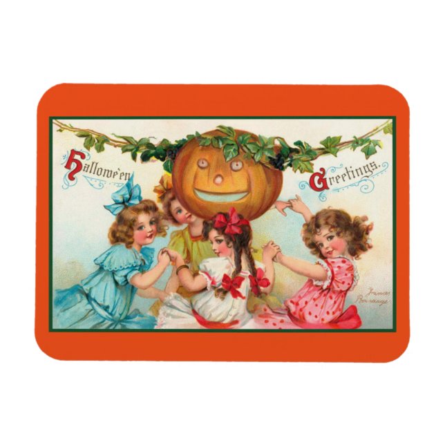 Vintage Halloween Dancers Magnet (Horisontell)