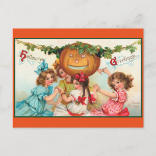 Vintage Halloween Dancers Vykort