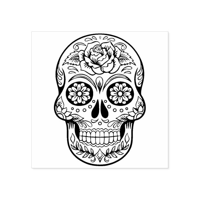 Vintage Halloween Day of the dead Skull Stämpel (Tryck)
