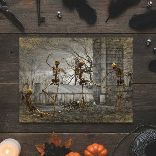 Vintage Halloween-decoupage Dansande skelett Vykort