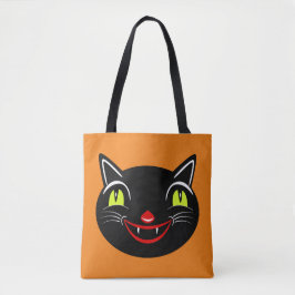 Vintage Halloween Dekoration Black Cat I Tygkasse