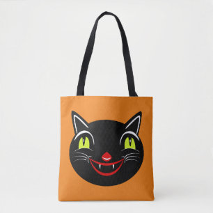 Vintage Halloween Dekoration Black Cat I Tygkasse