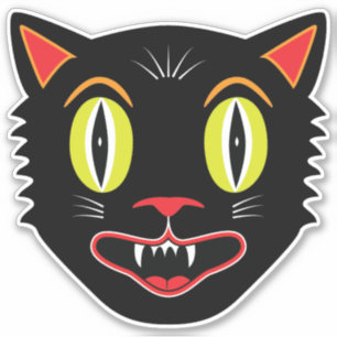 Vintage Halloween Dekoration Black Cat V Klistermärken