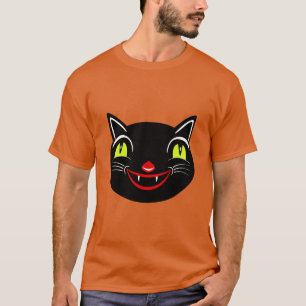 Vintage Halloween-dekoration Svart katt I T Shirt