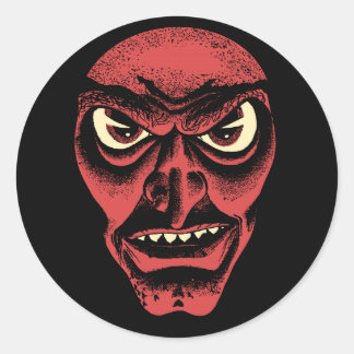 Vintage Halloween Demon eller Witch Sticker Runt Klistermärke