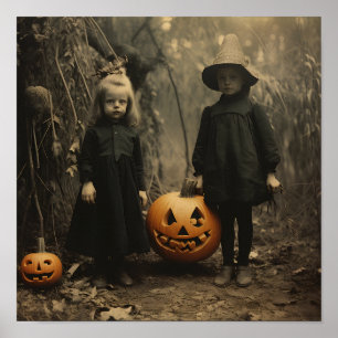 Vintage Halloween digital-utskrift Poster