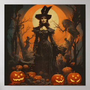 Vintage Halloween digital-utskrift Poster