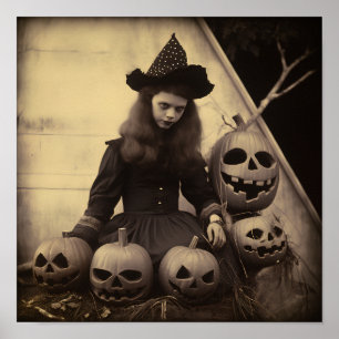 Vintage Halloween digital-utskrift Poster