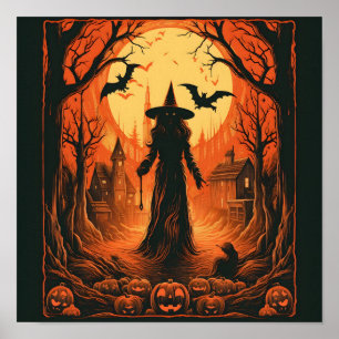 Vintage Halloween digital-utskrift Poster
