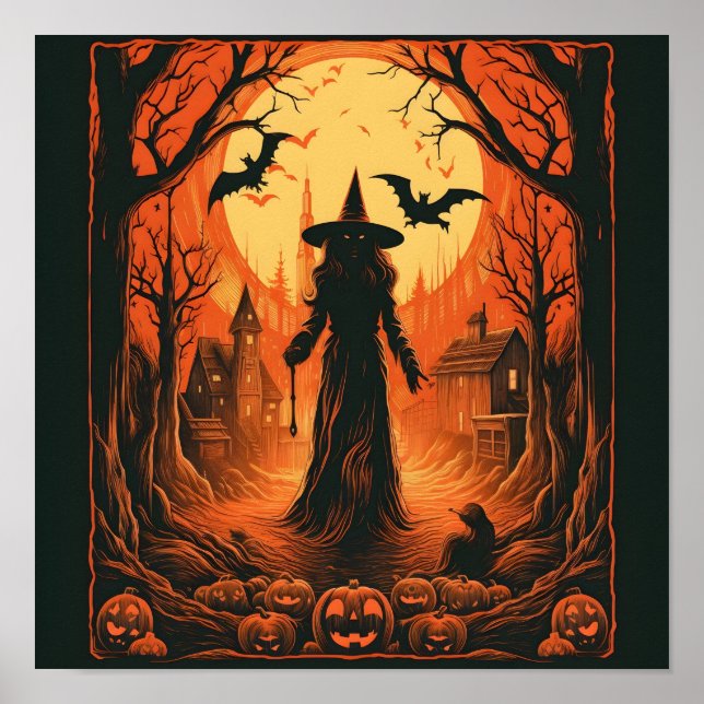 Vintage Halloween digital-utskrift Poster (Framsidan)