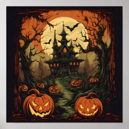 Vintage Halloween digital-utskrift Poster