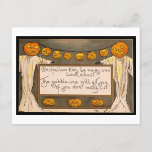 Vintage Halloween-Dikt vykort