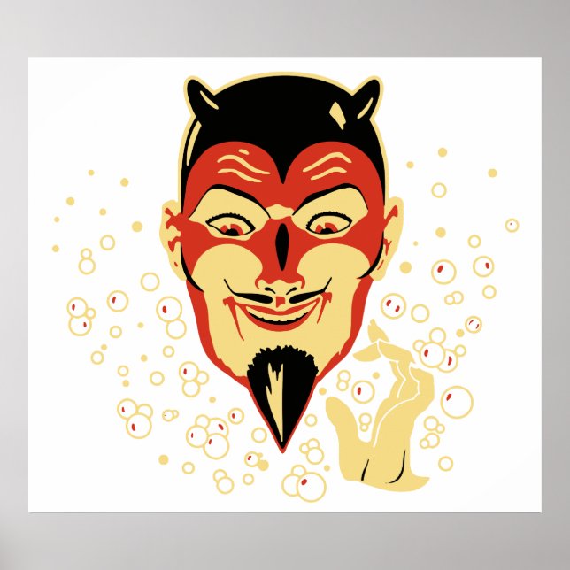 Vintage Halloween Djävulen Head #2 Poster (Framsidan)