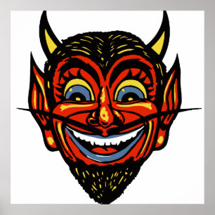 Vintage Halloween Djävulen Head Poster