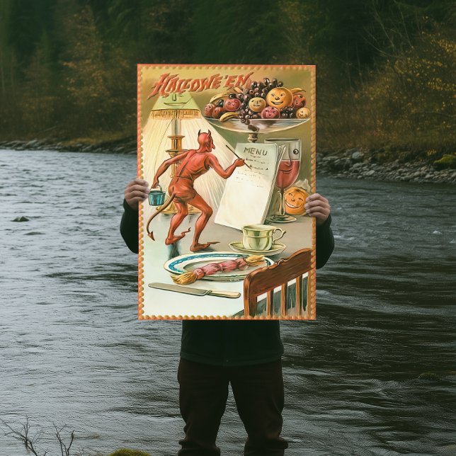 Vintage Halloween Djävulens meny  Poster (Skapare uppladdad)
