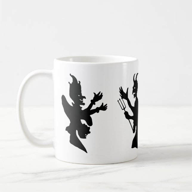 Vintage Halloween-djävulssilhuetter Kaffemugg (Vänster)
