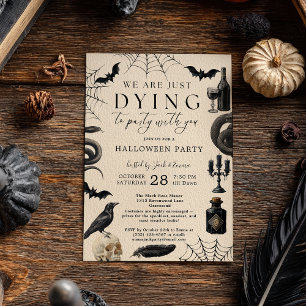 Vintage Halloween Döende för att festa Goth Korp Inbjudningar