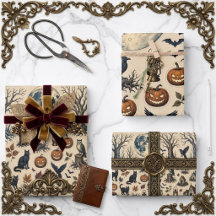 Vintage Halloween-efemera åldrad antika decoupage