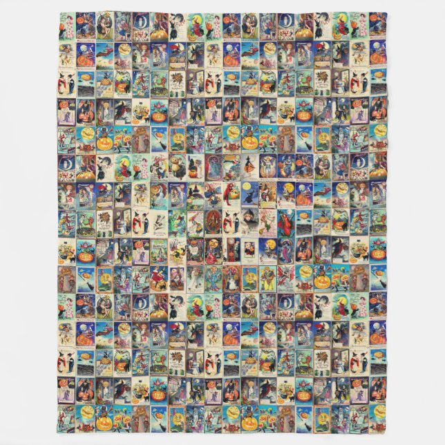 Vintage Halloween Ephemera Fleecefilt (Framsidan)