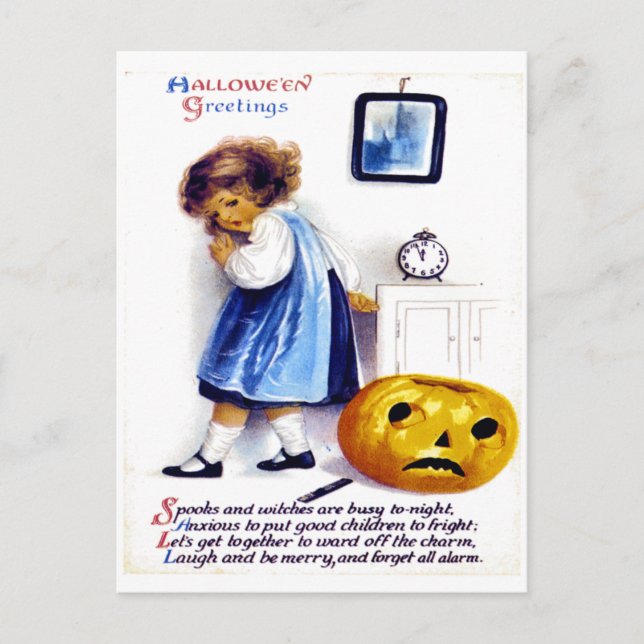 Vintage Halloween Ephemera Vykort (Framsida)