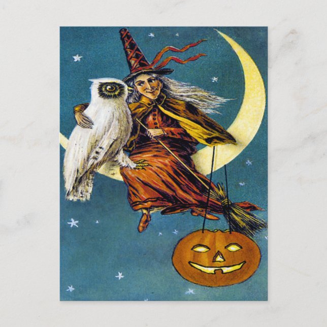 Vintage Halloween Ephemera Vykort (Framsida)