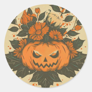 Vintage/Halloween/Fall/pumpa Runt Klistermärke