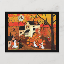 Vintage Halloween Farmhouse Vykort
