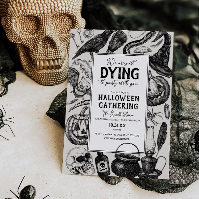 Vintage Halloween fest Costume Party Inbjudningar (Vintage Halloween Invite)