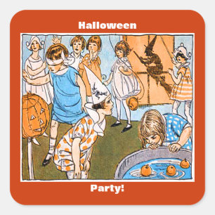 Vintage Halloween fest för barn Fyrkantigt Klistermärke