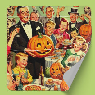 Vintage Halloween fest Illustration Fyrkantigt Klistermärke
