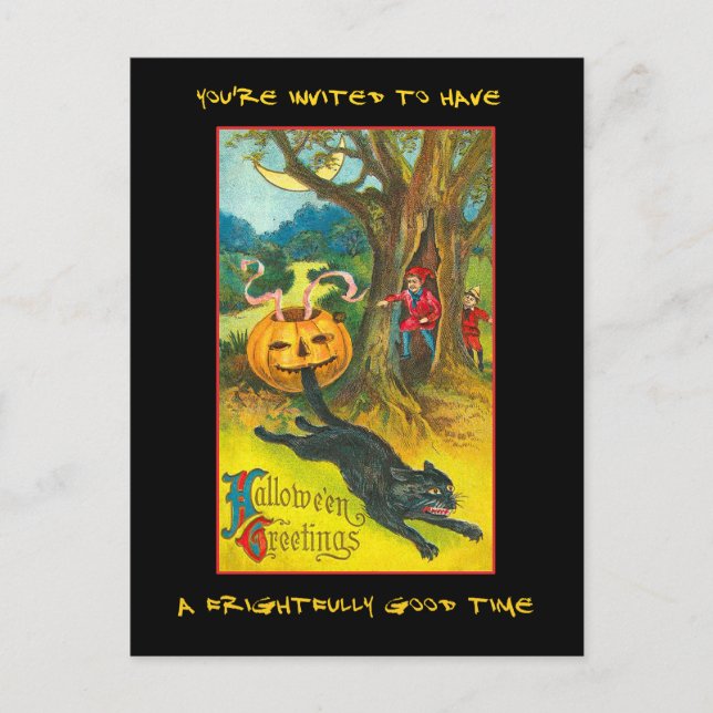 Vintage Halloween fest Inbjudan med blodig text (Framsida)