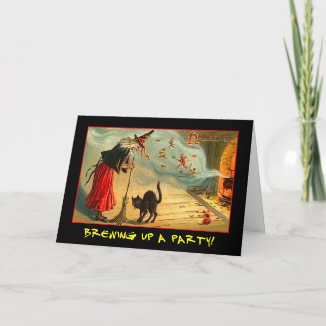 Vintage Halloween fest Inbjudan med blodig text (Framsida)