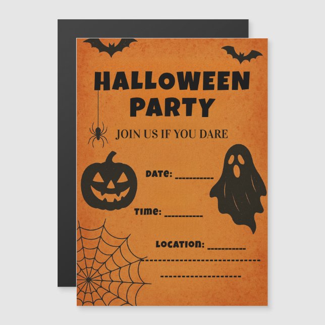 Vintage Halloween fest Inbjudan | Spooky Icons (Fram/baksida)