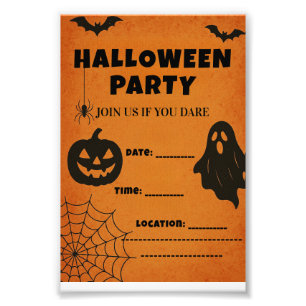 Vintage Halloween fest Inbjudan   Spooky Icons Fototryck