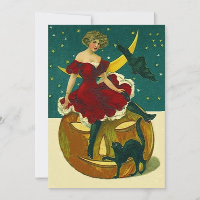 Vintage Halloween fest-inbjudningar Mask JOL-galle Inbjudningar (Framsida)