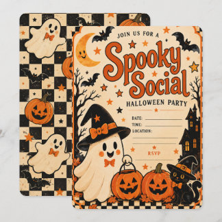 Vintage Halloween-fest Invitation | Spooky Social Inbjudningar