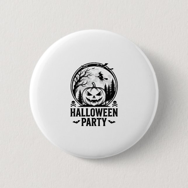 Vintage Halloween-fest Pumpa-Häxa Tröjd Design Knapp (Framsida)