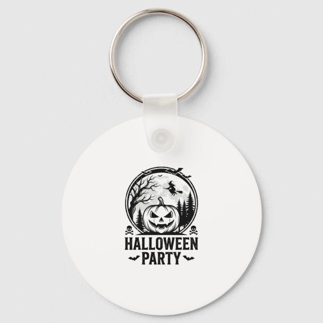 Vintage Halloween-fest Pumpa-Häxa Tröjd Design Nyckelring (Framsida)
