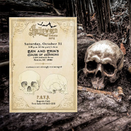 Vintage Halloween fest Skullhus i Inbjudningar