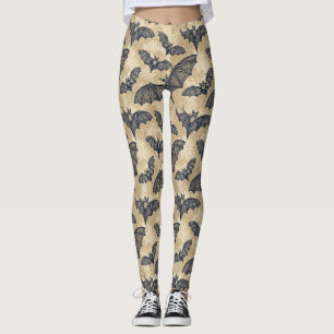 Vintage Halloween-fladdermöss Leggings