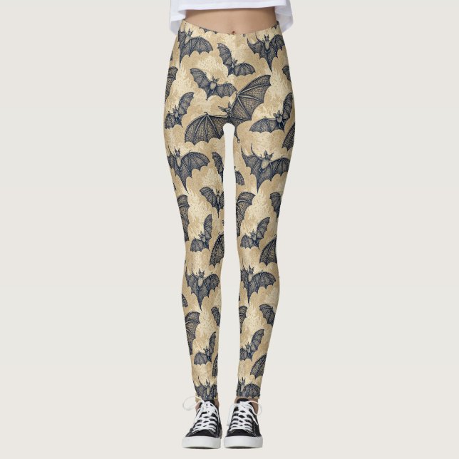 Vintage Halloween-fladdermöss Leggings (Framsida)