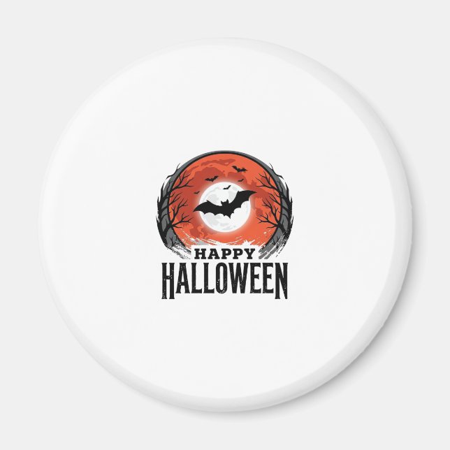 Vintage Halloween-fladdermus mån engravning design Magnet (Framsidan)