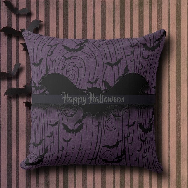 Vintage Halloween Fladdermus Monogram Kudde (Skapare uppladdad)
