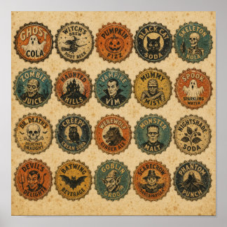 Vintage Halloween-flasklockdesigner Poster